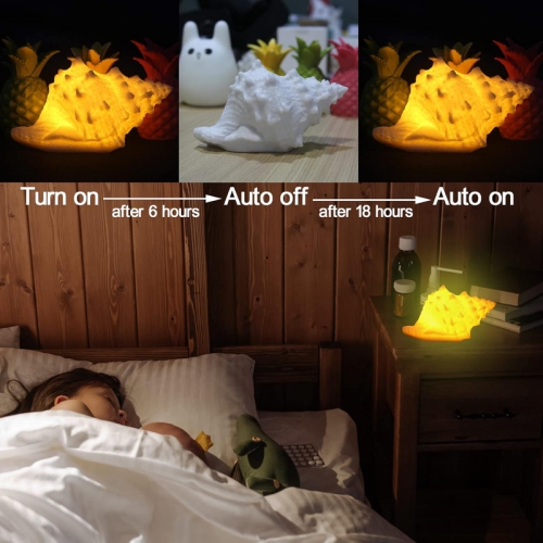 YOULIGHTS Conch Shell Night Light-Battery Powered LED Night Light for Kids Room, Auto Off Timer, Adults Bedroom Decor Nautical Lighting, Home