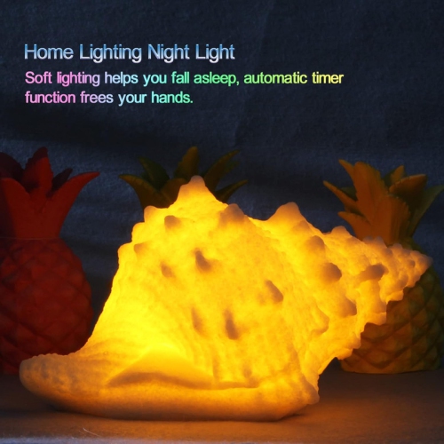 YOULIGHTS Conch Shell Night Light-Battery Powered LED Night Light for Kids Room, Auto Off Timer, Adults Bedroom Decor Nautical Lighting, Home