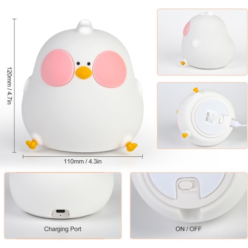 YOULIGHTS – veilleuse mignonne pour enfants, DEL Chick Cute Light avec mode deux couleurs, veilleuse réglable en silicone pour chambre de bébé, lampe