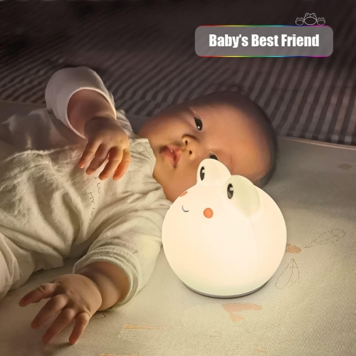 YOULIGHTS Silicone Frog Lamp, Nursery Squishy Lamp,Cute LED Animal Soft Nightlight for Kids Teens Boys Girls Christmas Gift