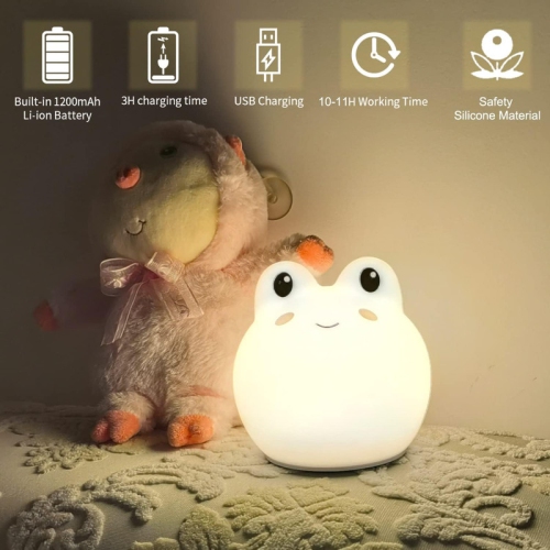 YOULIGHTS Silicone Frog Lamp, Nursery Squishy Lamp,Cute LED Animal Soft Nightlight for Kids Teens Boys Girls Christmas Gift
