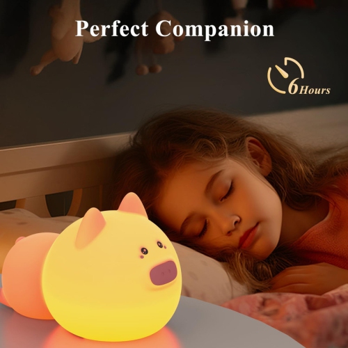 YOULIGHTS Piggy Silicone Night Light for Kids, Rechargeable LED Touch Cute Lamp, 3 Modes Squishy Piggy Night Lamp, for Nursery Baby Room, Nice Gifts