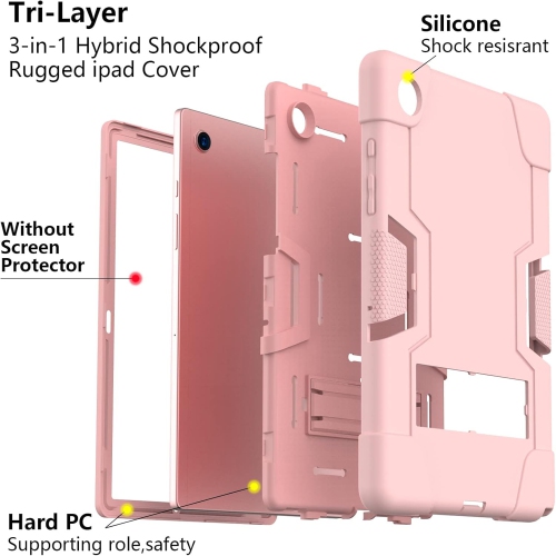 Case for Samsung Galaxy Tab A8 10.5 2022 SM-X200 X205 Kickstand Heavy Duty Cover for Kids 3 in 1 Rugged Shockproof Protective Tablet Case for Samsung
