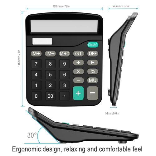 Desk Calculator, Standard Function Office Calculator, Standard Function Electronics Calculator, 12 Digit Large LCD Display With Two-Way Power
