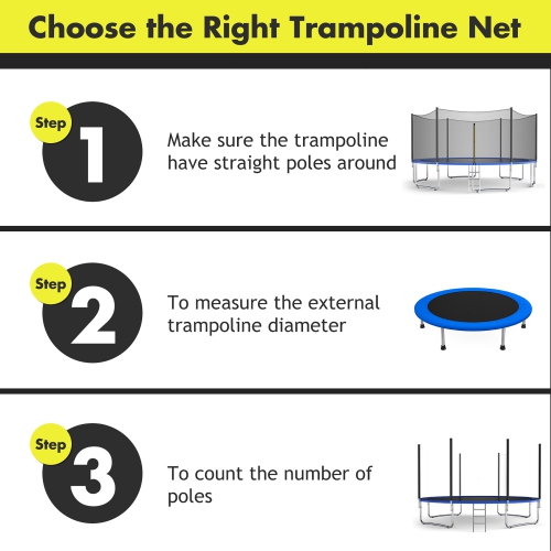 Costway 10FT Trampoline Safety Net Replacement Protection Enclosure Net