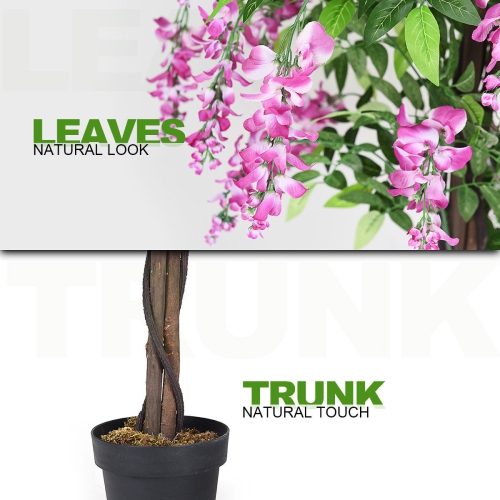 Costway 6' Artificial Wistera Silk Tree Pink Flower Indoor-Outdoor Home Decor