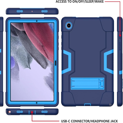 Shockproof Samsung Galaxy Tab A9 Plus / A9+ Case Kickstand 3 in 1 Heavy Duty Slim Lightweight Galaxy Tab A9 Plus 11-inch Tablet Cover - Blue