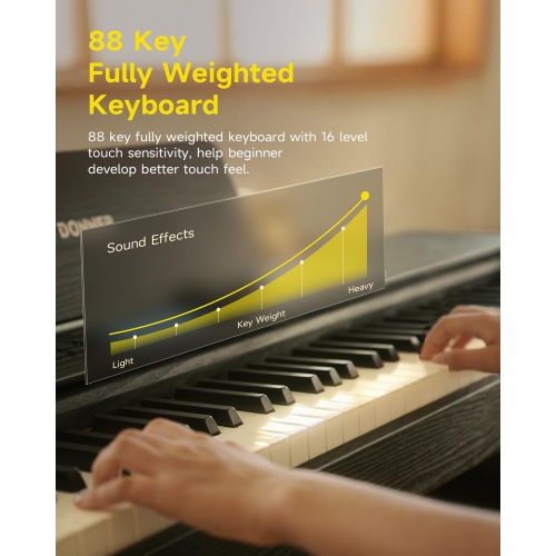 DDP-95 88-Key Weighted Beginner Digital Piano | Full-Size Keyboard with LCD, 610 Tones, 600 Rhythms, 110 Demos, 3 Teaching Modes & Recording