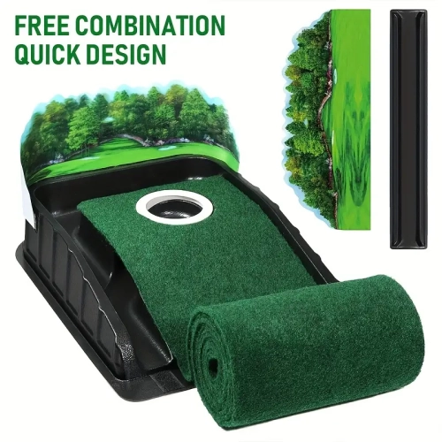 Golf Accelerator Pro - tapis de golf intérieur avec retour automatique de balle et collecteur de balle | Guides d'alignement de la gouttière à 3, 5