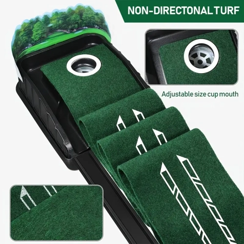 Golf Accelerator Pro - tapis de golf intérieur avec retour automatique de balle et collecteur de balle | Guides d'alignement de la gouttière à 3, 5
