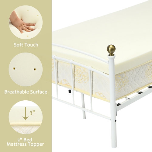 Costway 3" Bed Mattress Topper Air Cotton for All Night's Comfy Soft Mattress Pad King