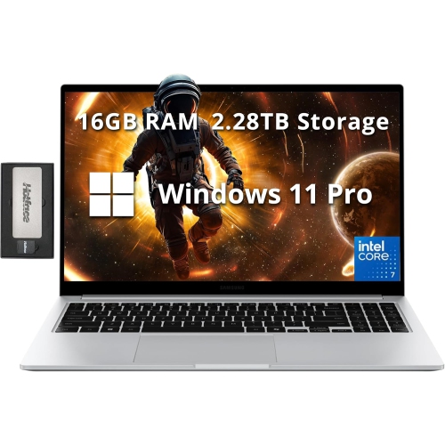 Samsung Galaxy Book4 15.6" FHD Laptop, Intel 7 150U Processor, 2.28TB Storage, 16GB LPDDR4X, Backlit Keyboard, Windows 11 Pro, Silver