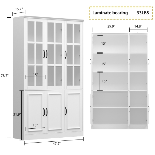 Famapy Tall Bookcase with Glass Doors, Adjustable Shelves, and Spacious Storage for Your Home Library or Study White