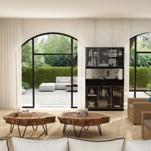 Famapy Modern Bookcase with Storage Drawers & Shelves, Tall Freestanding Book Cabinet for Home Library or Study Black