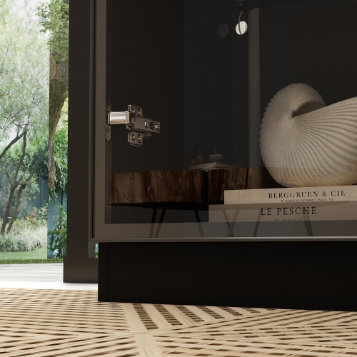 Famapy Modern Bookcase with Storage Drawers & Shelves, Tall Freestanding Book Cabinet for Home Library or Study Black