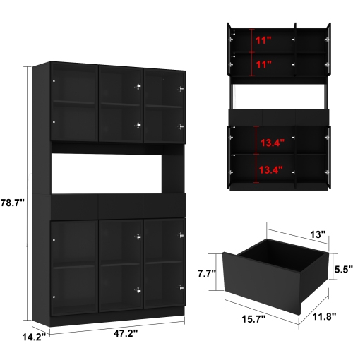 Famapy Modern Bookcase with Storage Drawers & Shelves, Tall Freestanding Book Cabinet for Home Library or Study Black