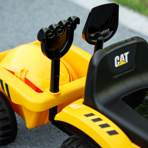 Qaba Ride On Tractor, Caterpillar Licensed Kids Ride on Toys Push Car with Shovel, Detachable Trailer, No Power Construction Car for Toddlers 18-36