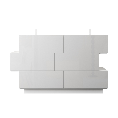 Famapy 6-Drawer High Gloss Dresser, Modern White Organizer for Office and Home White