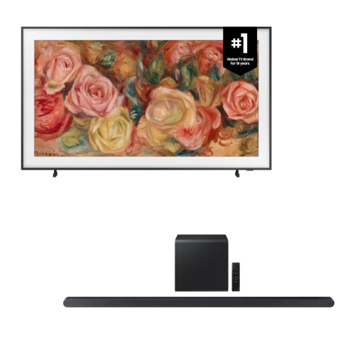 SAMSUNG  75-Inch Qled The Frame Ls03D Series, Quantum Processor 4K, 120 Hz Refresh Rate, Art Mode With Soundbar - Qn75Ls03Dafxzc+ Hw-S800D