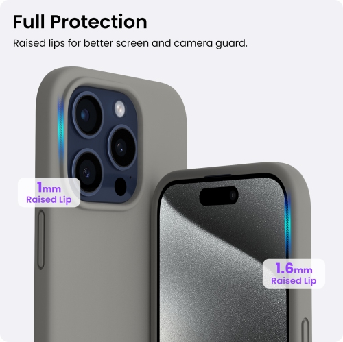ORNARTO – compatible avec l’étui iPhone 15 Pro 6,1, étui protecteur mince en silicone liquide à 3 couches entièrement recouvert de gel souple en