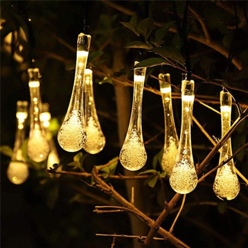 YOULIGHTS Solar Water Drop String Lights, 39.3FT 100 LED Outdoor Waterproof Drop Lights for Garden, Patio, Yard, Holiday Decor- Auto On/Off, Energy