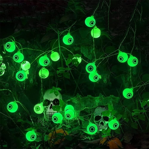 YOULIGHTS Halloween Eyeball String Lights, 5ft 10 LED Halloween Light String, Battery Operated Green Eyeball Shaped LED Light for Halloween Party