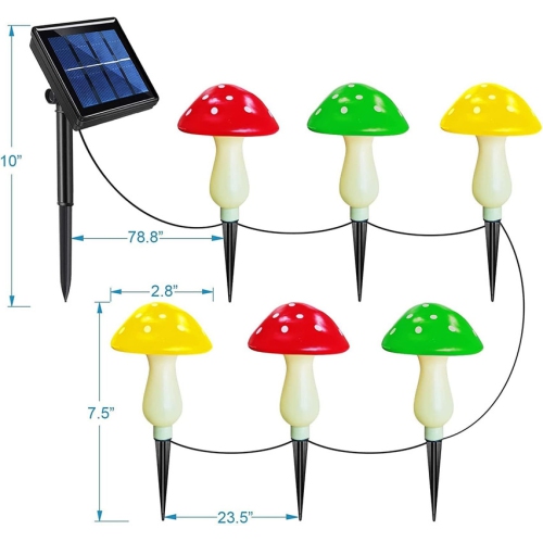 YOULIGHTS Upgraded Outdoor Solar Garden Mushroom Lights(6 Mushrooms Lamps), 8 Modes Outside Waterproof Solar Powered Garden, Yard, Lawn, Pathway