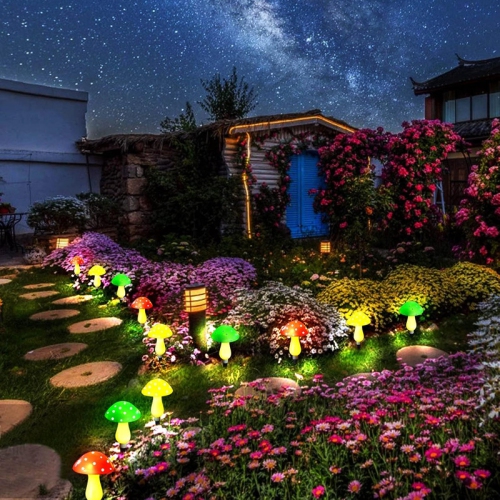 YOULIGHTS Upgraded Outdoor Solar Garden Mushroom Lights(6 Mushrooms Lamps), 8 Modes Outside Waterproof Solar Powered Garden, Yard, Lawn, Pathway