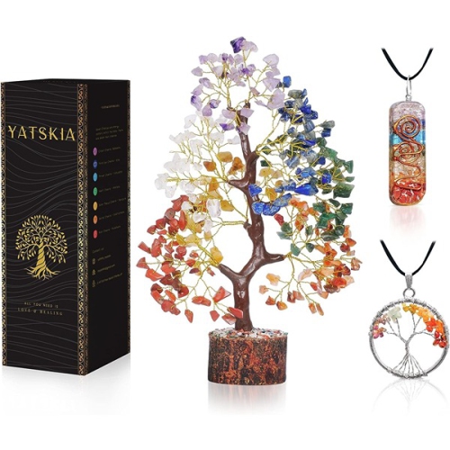 Image 1 de 4.. YATSKIA 6,86 x 6,86 arbre cristal 22,99&nbsp;cm pour une énergie positive Seven Chakra