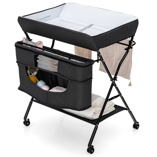 COSTWAY  Babyjoy Baby Changing Table Portable Born Nursery Adjustable Height W/wheel