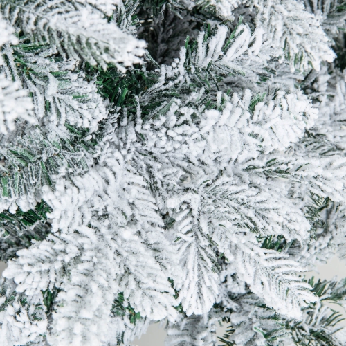 Costway 6 FT Pre-Lit Flocked Christmas Tree Hinged w/ 260 LED Lights & 1415 Branch Tips