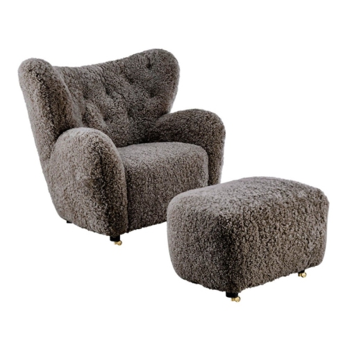 Valencia Misty Genuine Sheepskin Accent Chair, Coffee