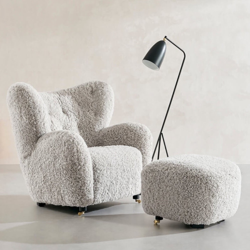 Valencia Misty Genuine Sheepskin Accent Chair, Coffee