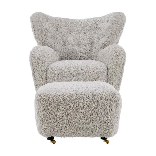 Valencia Misty Genuine Sheepskin Accent Chair, Coffee