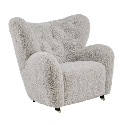 Valencia Misty Genuine Sheepskin Accent Chair, Coffee