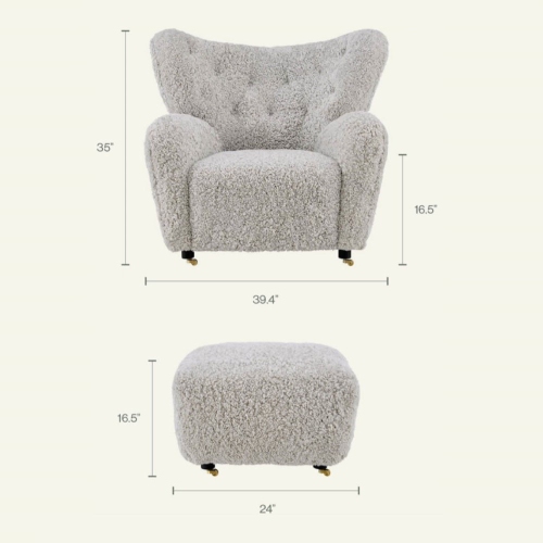 Valencia Misty Genuine Sheepskin Accent Chair, Coffee