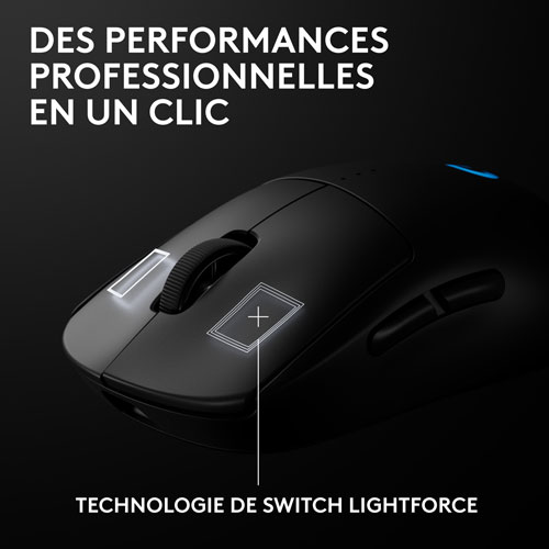 Souris de jeu optique sans fil de 44000 ppp PRO 2 LIGHTSPEED de Logitech G - Noir