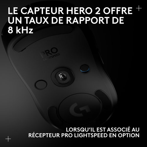 Souris de jeu optique sans fil de 44000 ppp PRO 2 LIGHTSPEED de Logitech G - Noir