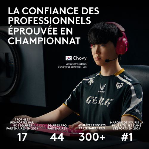 Souris de jeu optique sans fil de 44000 ppp PRO 2 LIGHTSPEED de Logitech G - Noir