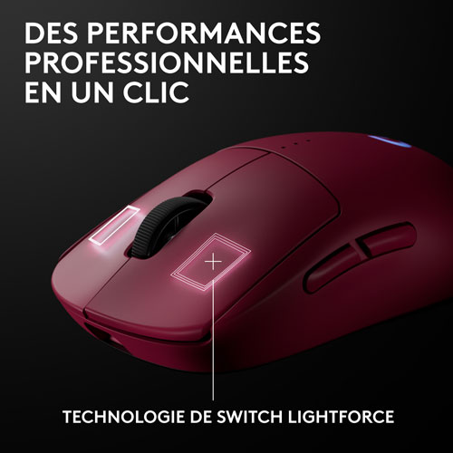 Souris de jeu optique sans fil de 44000 ppp PRO 2 LIGHTSPEED de Logitech G - Magenta