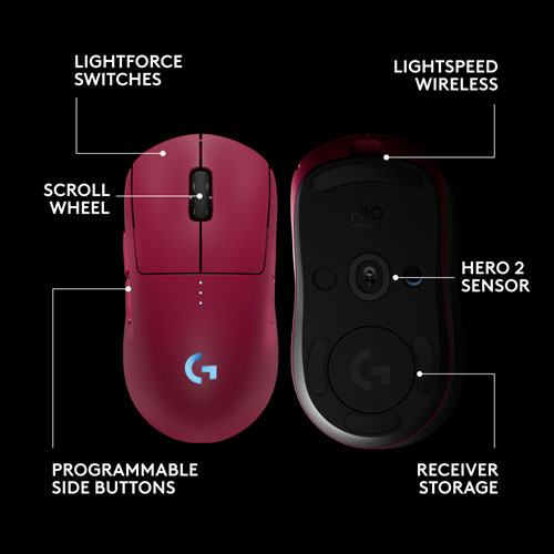 Souris de jeu optique sans fil de 44000 ppp PRO 2 LIGHTSPEED de Logitech G - Magenta