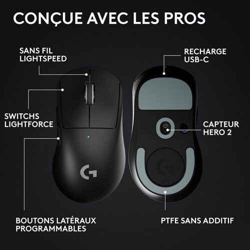 Logitech PRO X SUPERLIGHT 2 DEX 44000 DPI Wireless Optical Lightweight 5-Button Gaming Mouse - Black