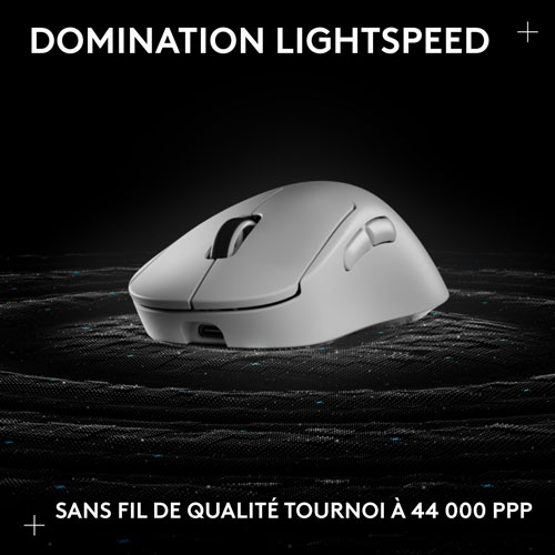 Souris de jeu optique sans fil légère à 5 boutons de 44 000 ppp PRO X SUPERLIGHT 2 DEX de Logitech - Blanc