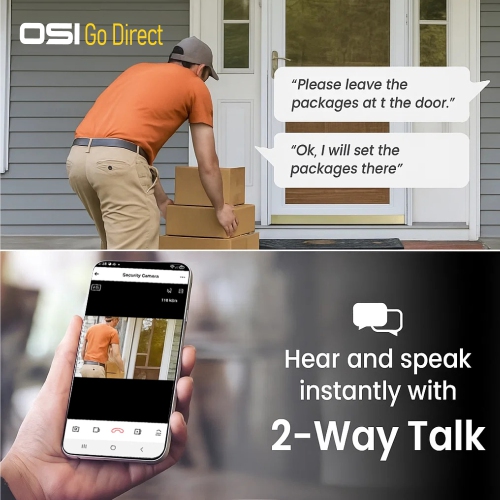 OSI Wi-Fi Outdoor Security Spotlight 4MP Bullet Camera 1080P HD, WiFi Cameras, Home Security Cameras, 6 LED, Two-Way Audio, Night Vision, Alexa,