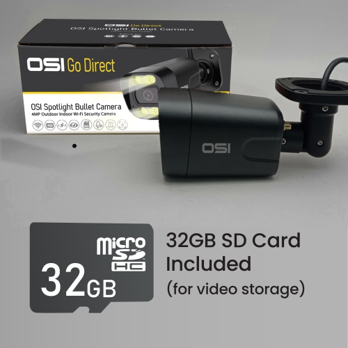 OSI Wi-Fi Outdoor Security Spotlight 4MP Bullet Camera 1080P HD, WiFi Cameras, Home Security Cameras, 6 LED, Two-Way Audio, Night Vision, Alexa,