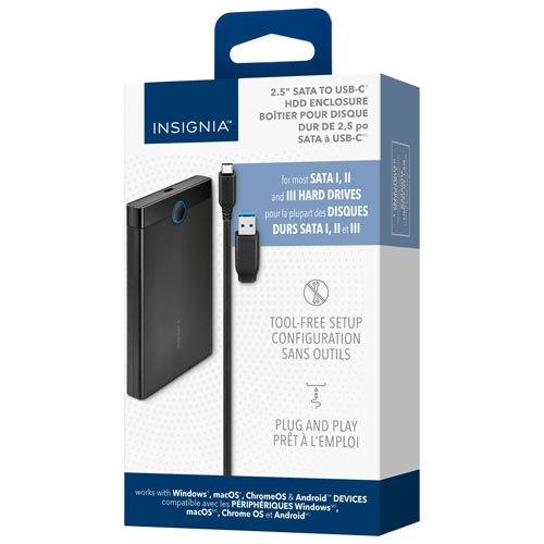 Boîtier pour disque dur SATA 2,5 po à USB-C d'Insignia remis à neuf NS-PC25HDE-C d'origine