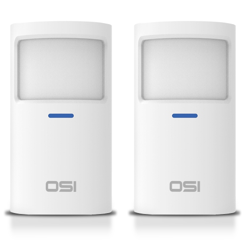 OSI Wireless Motion Sensors 2 Pack - Accessory for OSI Smart Alarm System (Gen 2), Wireless, Includes 2 AA Batteries, Pet Immunity, Wide Angle 110°.