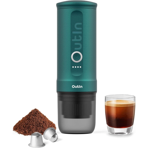 Outin Nano Portable Electric Espresso Machine, 3 Mins Fast Self-Heating, Mini Small, Christmas Gift, Coffee Maker, NS Capsule & Ground Coffee for Cam