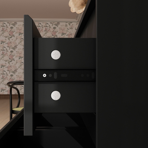 Famapy 9-Drawer Chest for Bedroom with Deep Drawers, Large Floor Wood Chest Handle-Free, Modern Long Chest Black