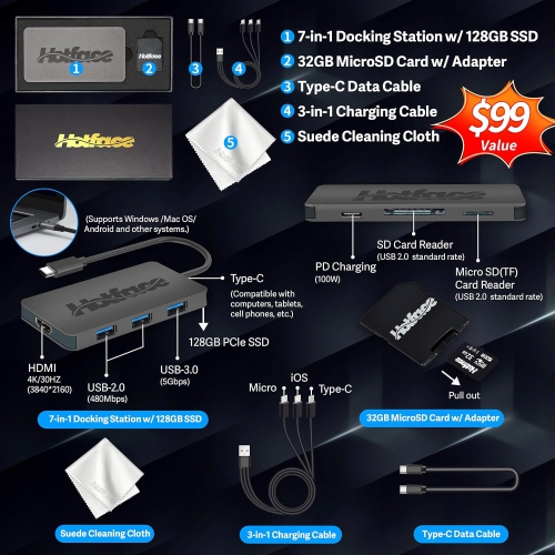 HP 15.6" FHD Laptop, Intel Core i3-1215U, 1TB PCIe SSD, 32GB RAM, Intel UHD Graphics, Numeric Keypad, HD Camera, WiFi, Bluetooth, Windows 11, 128GB